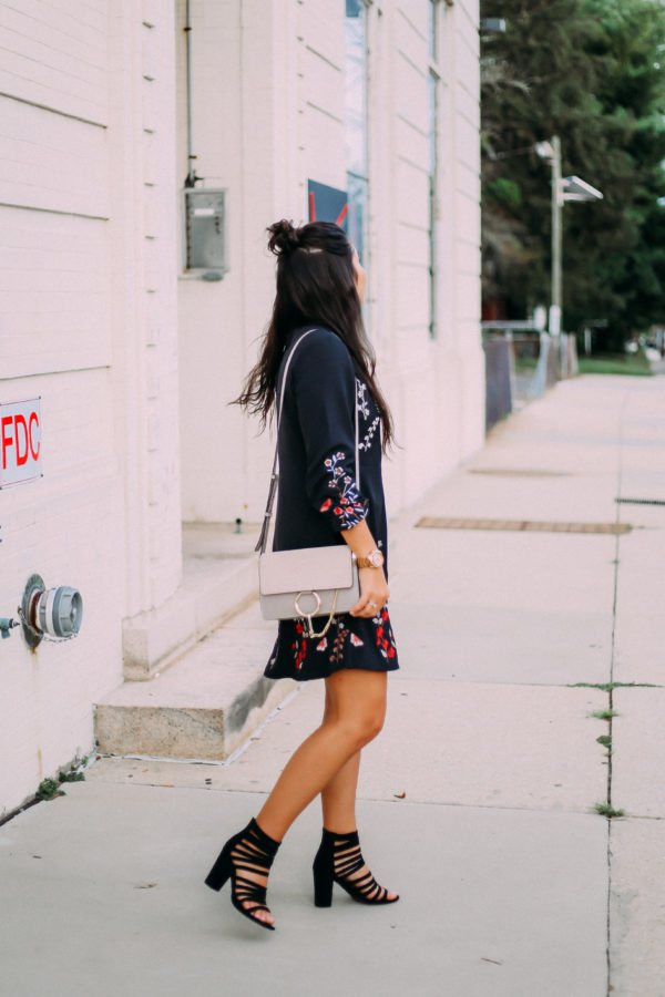 Floral Embroidered Vintage A-Line Dress