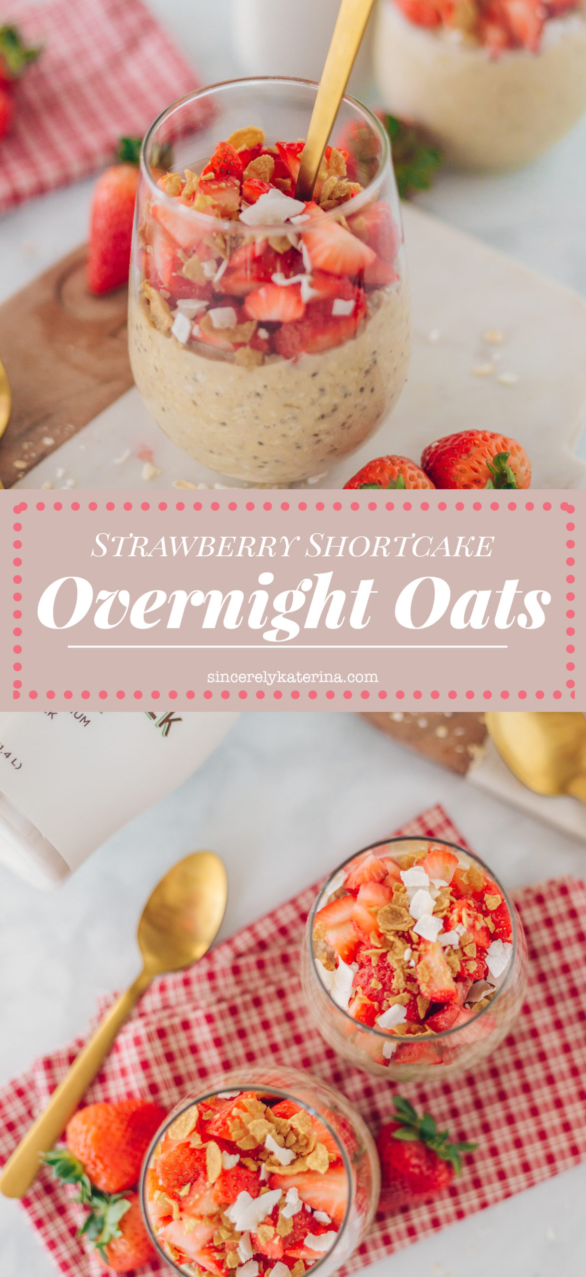 Strawberry Shortcake Overnight Oats Breakfast on the Go Sincerely Katerina