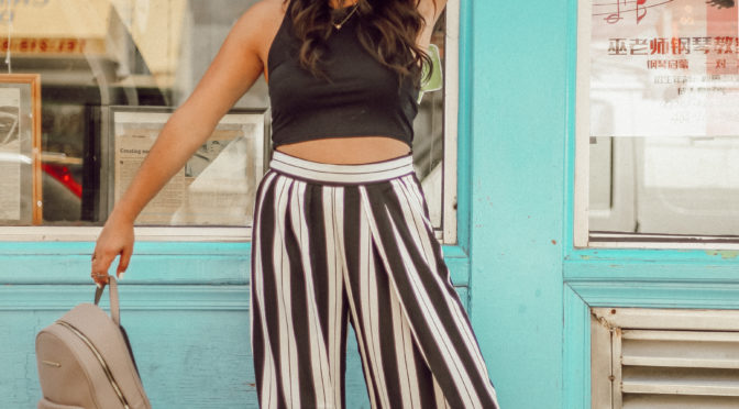 summer outfit crop top palazzo pants